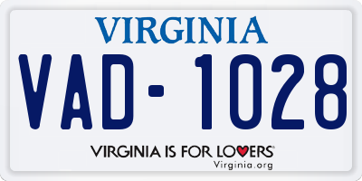 VA license plate VAD1028