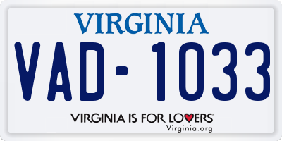 VA license plate VAD1033