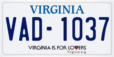 VA license plate VAD1037