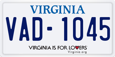 VA license plate VAD1045
