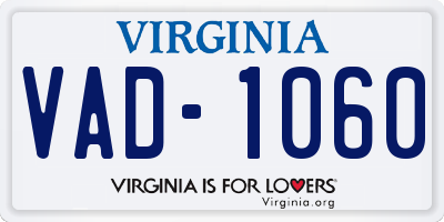 VA license plate VAD1060