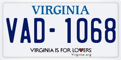 VA license plate VAD1068