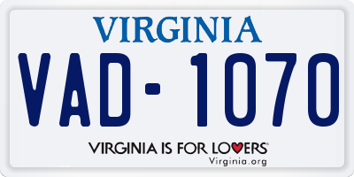 VA license plate VAD1070