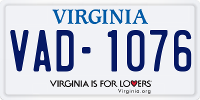 VA license plate VAD1076