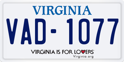 VA license plate VAD1077