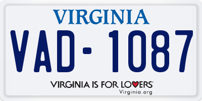 VA license plate VAD1087