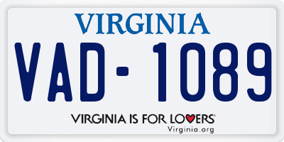 VA license plate VAD1089