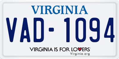 VA license plate VAD1094