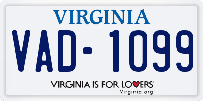 VA license plate VAD1099