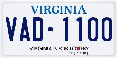 VA license plate VAD1100