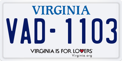 VA license plate VAD1103