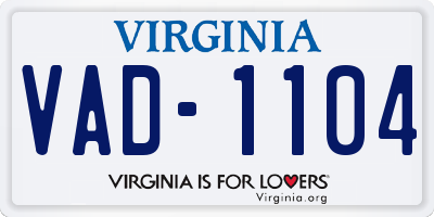 VA license plate VAD1104