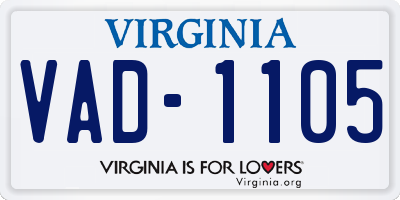 VA license plate VAD1105
