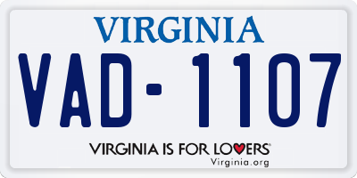 VA license plate VAD1107
