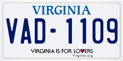VA license plate VAD1109