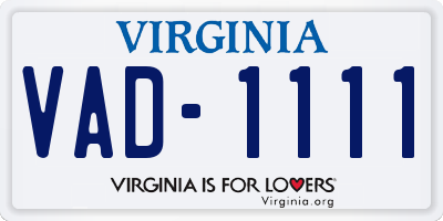 VA license plate VAD1111
