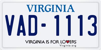 VA license plate VAD1113