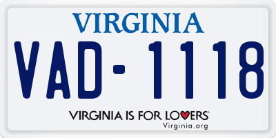 VA license plate VAD1118