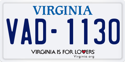 VA license plate VAD1130
