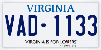 VA license plate VAD1133