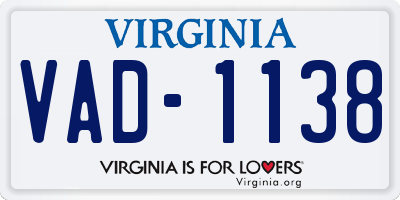 VA license plate VAD1138