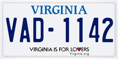 VA license plate VAD1142