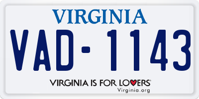 VA license plate VAD1143