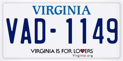 VA license plate VAD1149