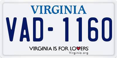 VA license plate VAD1160
