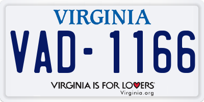 VA license plate VAD1166