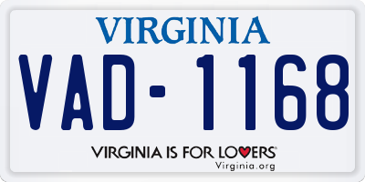 VA license plate VAD1168