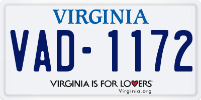 VA license plate VAD1172