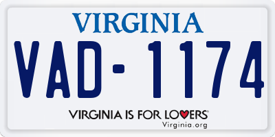 VA license plate VAD1174
