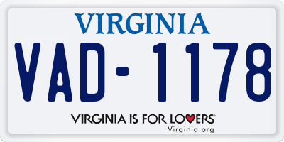 VA license plate VAD1178
