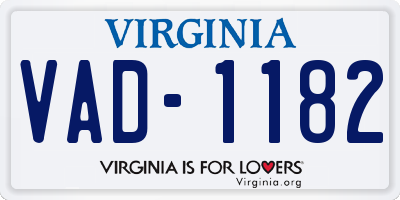 VA license plate VAD1182