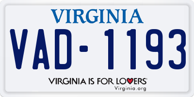 VA license plate VAD1193