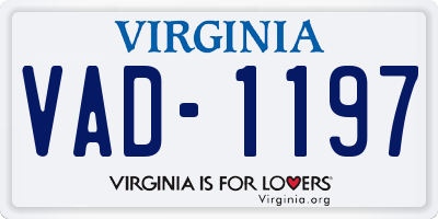 VA license plate VAD1197