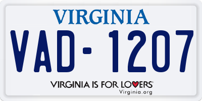 VA license plate VAD1207