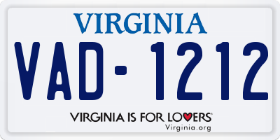 VA license plate VAD1212