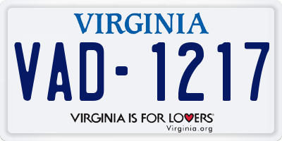 VA license plate VAD1217