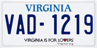 VA license plate VAD1219