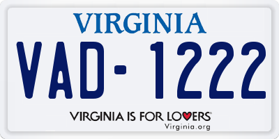 VA license plate VAD1222
