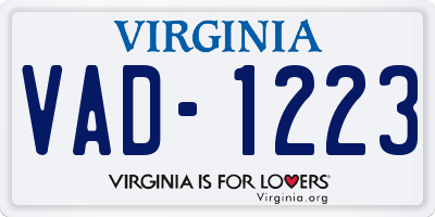 VA license plate VAD1223