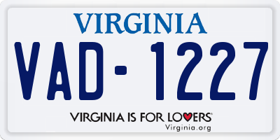 VA license plate VAD1227