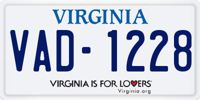 VA license plate VAD1228