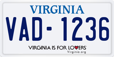 VA license plate VAD1236