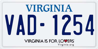 VA license plate VAD1254