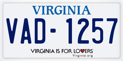 VA license plate VAD1257