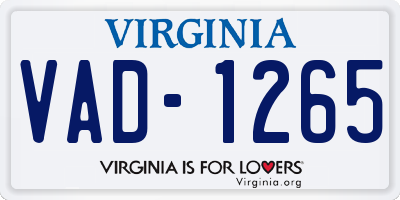 VA license plate VAD1265