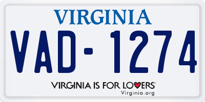 VA license plate VAD1274